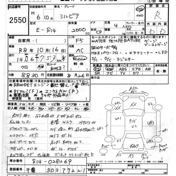 Nissan Silvia  · 1994 – Auktionsblatt (Auktionsfoto)