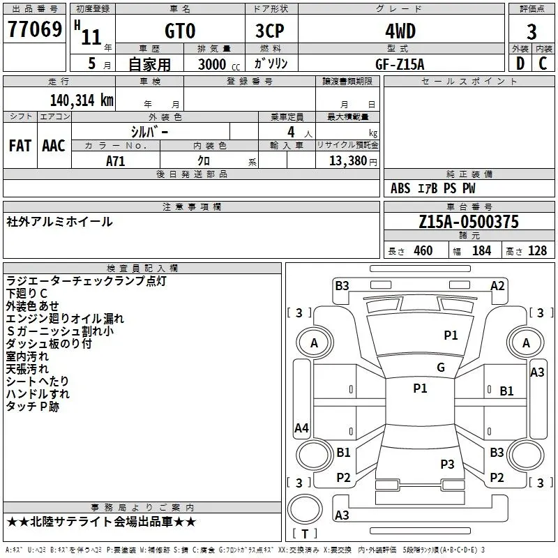 Mitsubishi GTO 4WD · 1999 – Auktionsblatt (Auktionsfoto)