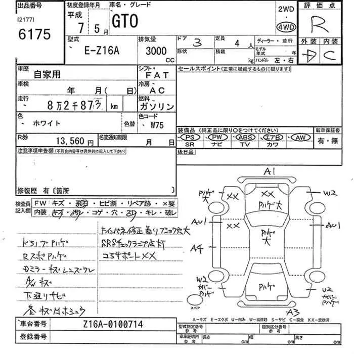 Mitsubishi GTO 4WD · 1995 – Auktionsblatt (Auktionsfoto)