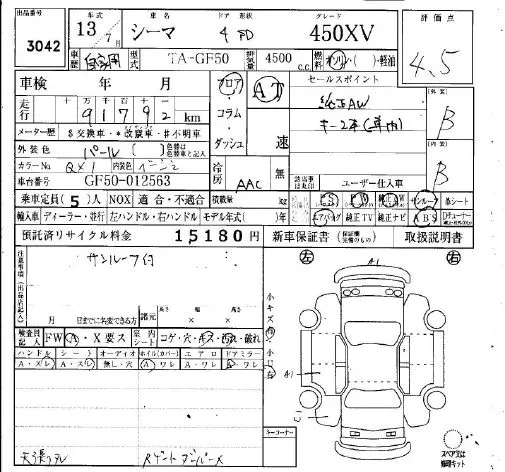 Nissan CIMA 450XV · 2001 – Auktionsblatt (Auktionsfoto)