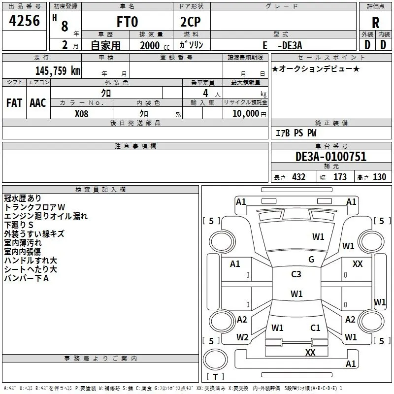 Mitsubishi FTO · 1996 – Auktionsblatt (Auktionsfoto)
